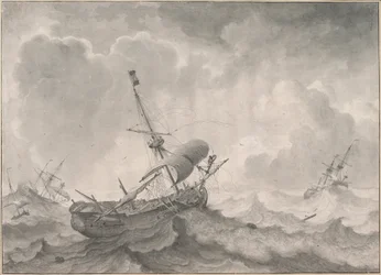 Schepen op een stormachtige zee