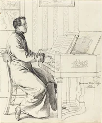 De zwager van de kunstenaar, Ludwig Hassenpflug, bereidt zich voor om piano te spelen, 1826