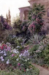 De tuin van een Italiaanse villa