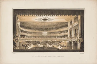 Interieur van het Paardencircustheater in Sint-Petersburg, 1850