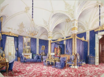 Interieurs van het Winterpaleis. De slaapkamer van keizerin Maria Alexandrovna, 1859