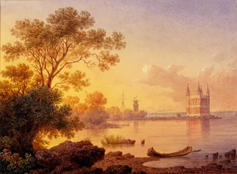 Uitzicht op het Rozenpaviljoen Ozerki in Peterhof