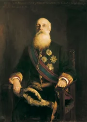 Portret van Alejandro Pidal y Mon (1846-1913) Spaans politicus lid van de Katholieke Unie groep. Schilderij door Luis Menendez Pidal (1861-1932)
