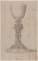 Ontwerp voor een kelk recto, midden 1500s