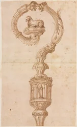 Ontwerp voor een kromstaf, midden 1500s