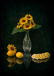 Elegant stilleven met zonnebloemen