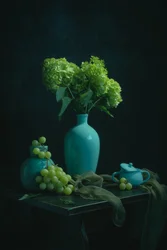 Sfeervol blauwgroen stilleven