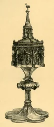 Koperen vergulde pyxis, midden 15e eeuw, 1881