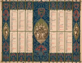 Kalender met heiligendagen en koninklijke verjaardagen, 1847