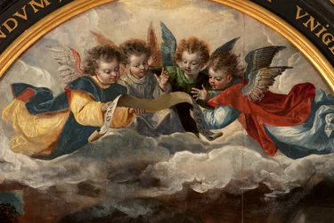 Aanbidding der Wijzen, drieluik, centraal paneel, detail