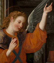 Aanbidding der Wijzen, drieluik, linker paneel, achterkant, detail