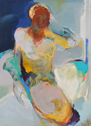 Caught In The Moment 2, 2021 (acryl, pastel en bladgoud op doek)