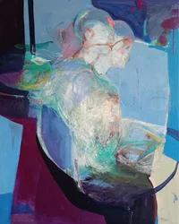 In Stillness We Unfold: Becoming, 2025 (acryl en pastel op doek)