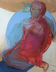 Onthuld aan zichzelf, 2025 (acryl en pastel op doek)
