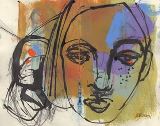 Schetsboek 34, 2025 (temperaverf, inkt op papier)