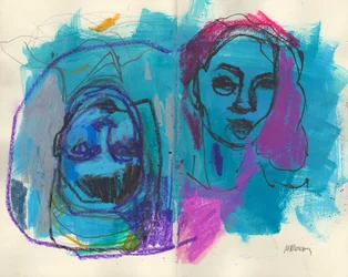 Schetsboek 36, 2025 (temperaverf, houtskool op papier)