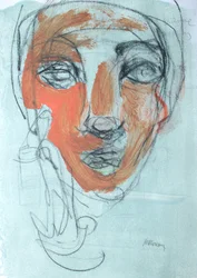 Schetsboek 47, 2025 (temperaverf, houtskool op papier)