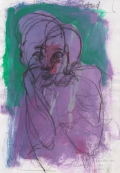 Schetsboek 4, 2024 (temperaverf, houtskool, potlood op papier)