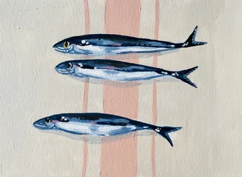 Drie blauwe sardientjes