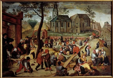 Kinderspelen. Schilderij van Martin Van Cleve (1527-1581)