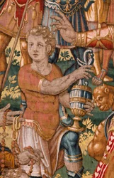 Verhaal van Gideon. De Israëlieten geven hun deel van de buit aan Gideon