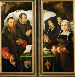 Twee altaarpanelen met schenkers (schilderij op eikenhout)