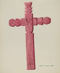 Rood Houten Kruis gebruikt als Grafsteen, ca. 1937