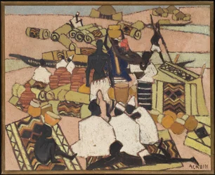 De tapijtenmarkt in Mopti