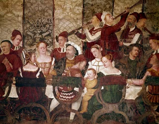 De koning van Denemarken Christian I op een banket