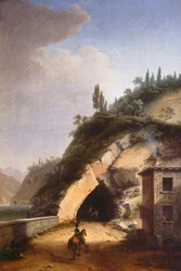 Uitzicht op huis en eerste galerij van Varenna in Bellano, door Marco Gozzi