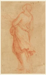 Tekening, Een jonge vrouw (Maria Magdalena onder het kruis), 1550-75