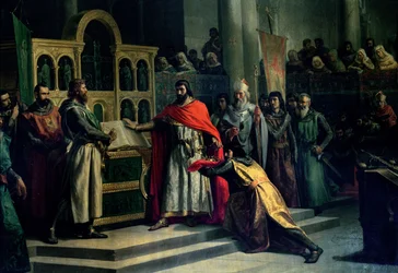 De Eed van Santa Gadea, El Cid Campeador (c.1043-99) eist een eed van Alfonso VI (c.1040-1109), de Koning van Castilië, dat hij in het jaar 1072 geen deel had aan de moord op zijn broer Sancho II (c.1083-1072)
