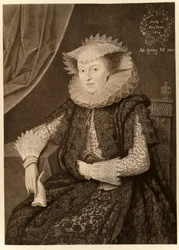 Mary Sidney, Gravin van Pembroke, uit James I en VI, gedrukt door Manzi Joyant & Co. Parijs, 1904 (collotype)