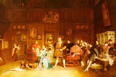 Hendrik VIII en Anne Boleyn geobserveerd door koningin Katherine, 1870