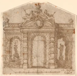 Architectonische tuindecoratie met fontein
