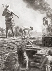 Het bouwen van een Ziggurat, de enorme piramidale tempeltorens die voor het eerst werden gebouwd in Sumerische stadstaten, uit Hutchinson