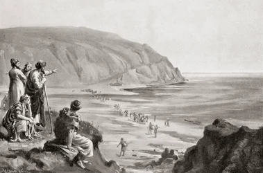 De aankomst van de Feniciërs aan de oostkust van de Middellandse Zee, ca. 1500 v.Chr., uit Hutchinson