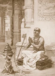 Ramanuja overdenkt zijn filosofie van de ene persoonlijke God