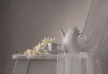 Elegante orchideeën bij de thee