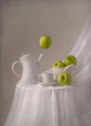 Drijvende groene appels