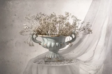 Stilleven met bloemen in shabby chic-stijl