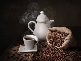 Ochtend met warme koffie