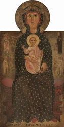 Madonna en kind met vier heiligen, ca.1240-1245 (tempera op paneel)