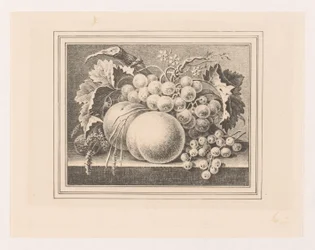 Compositie met vruchten in een omlijsting