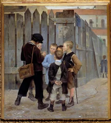 Een samenzweringsbijeenkomst van kinderen. 1884