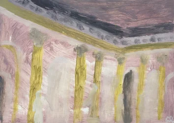 Rose Weens interieur met zuilen, 2019 (olieverf op papier)