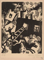 Brandend huis, 1918