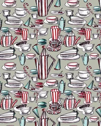 Candy Stripe Tea Party, 2020 (aquarel, pen, op papier)