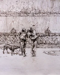 Arabische muzikanten voor een Moorse koning, circa 1870-71 (pen en inkt op velijnpapier)