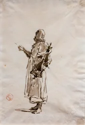 Studie voor het schilderij "Arabische muzikanten", circa 1872 (inkt op papier)